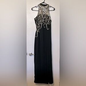Black Elegant Evening Gown Hand Beaded Size 6